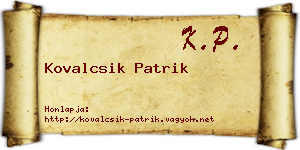 Kovalcsik Patrik névjegykártya